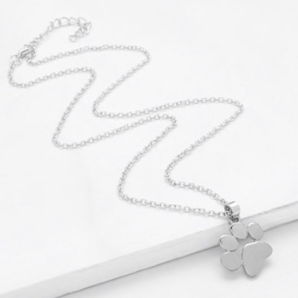Dainty Paw Print Necklace Silver - Picture 3 of 5